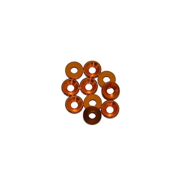 3 mm hliníkové konické podložky oranžové, 10 ks.