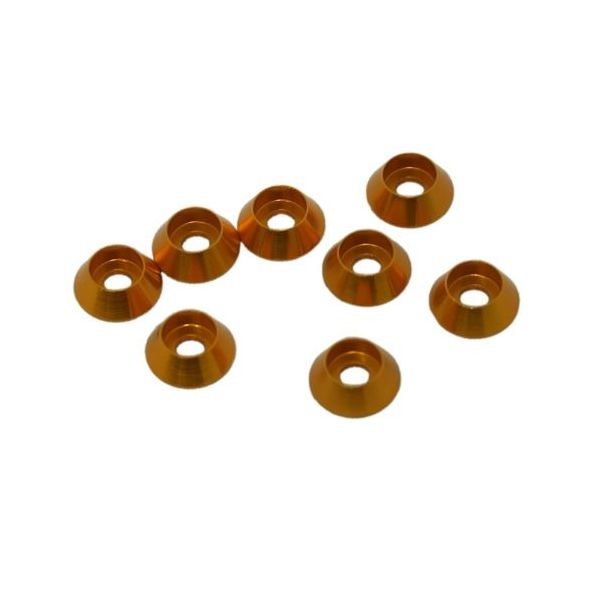 3 mm hliníkové kuželové podložky oranžové, 8 ks.
