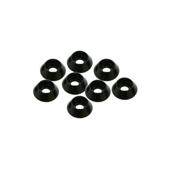 3 mm hliníkové kuželové podložky černé, 8 ks.