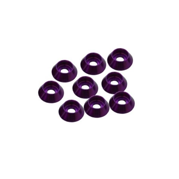3 mm hliníkové kuželové podložky fialové, 8 ks.