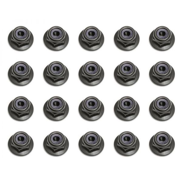 M3 samojistné matky, černé, s osazením/límcem, 10 ks.