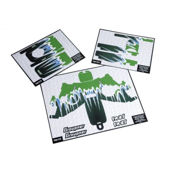 Nálepky pro X-8E HoTT, modro/zelené nálepky