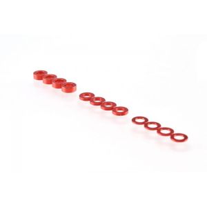 3mm sada podložek červené (0.5mm/1.0mm/2.0mm), 4+4+4 ks.