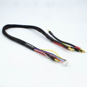 2 x 2S černý nabíj. kabel G4/G5 v černé ochranné punčoše - dlouhý 600mm - (4mm, 3-pin XH)