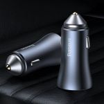 Baseus Golden Contactor Pro car charger, USB + USB-C, QC4.0+, PD, SCP, 40W (gray)