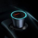 Baseus Golden Contactor Pro car charger, USB + USB-C, QC4.0+, PD, SCP, 40W (gray)