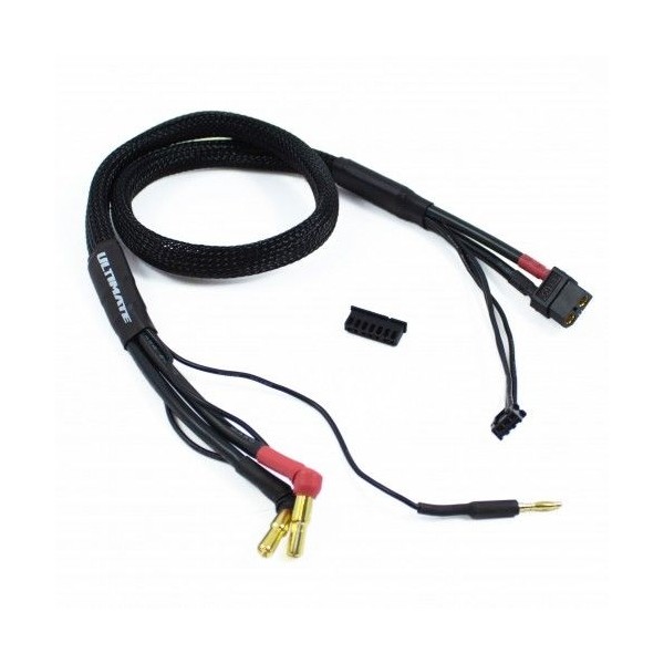 2S černý nabíjecí kabel G4/G5 v černé ochranné punčoše - dlouhý 600mm - (XT60, 3-pin XH)