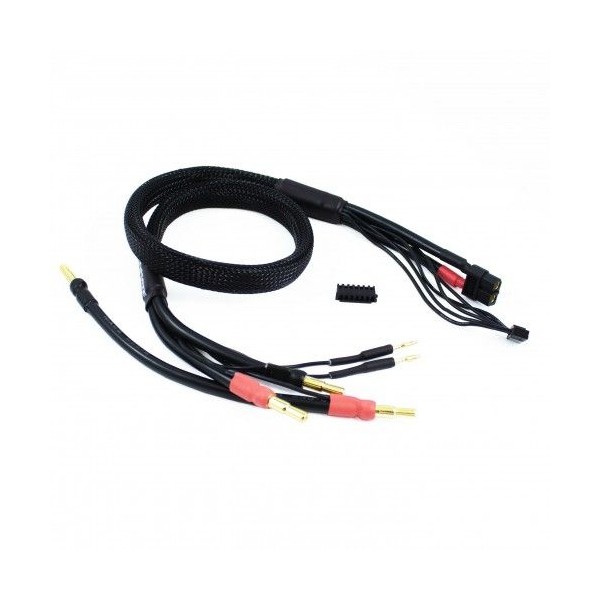 2 x 2S černý nabíj. kabel G4/G5 v černé ochranné punčoše - dlouhý 600mm-(XT60, 3-pin XH)