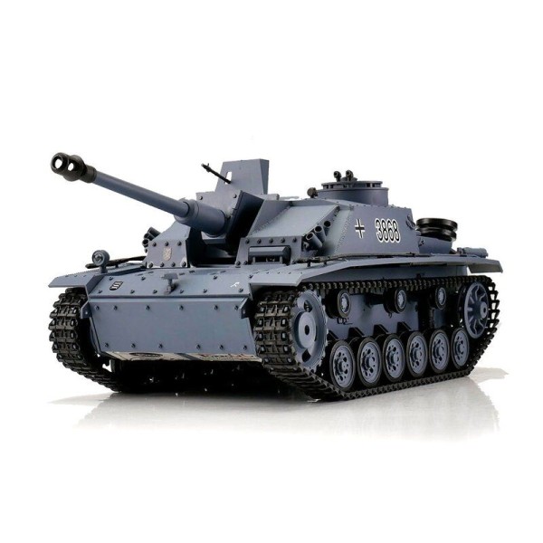 TORRO tank 1/16 RC Sturmgeschütz III, provedení G, šedá kamufláž - BB Airsoft+IR