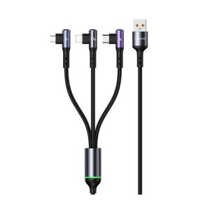 3in1 Right-angle 66W Fast Charging + Data Cable (L + C + M)