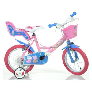 DINO Bikes - Dětské kolo 14” Pepa Pig se sedačkou a košíkem