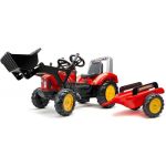 FALK - Šlapací traktor Supercharger s nakladačem a vlečkou červený