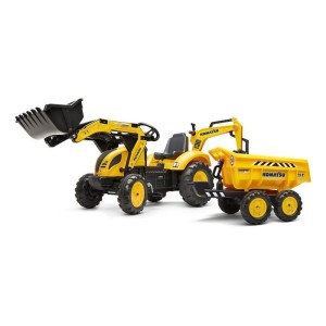 FALK - Šlapací traktor Komatsu s bagrem a Maxi vlečkou