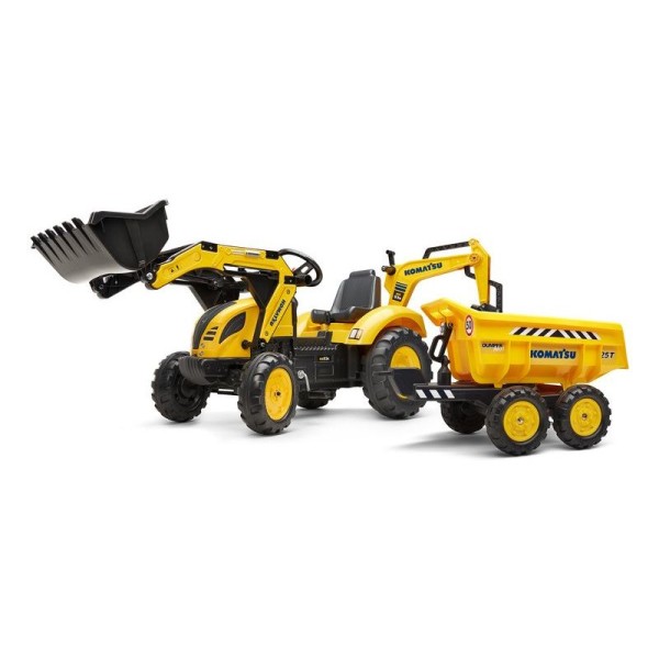 FALK - Šlapací traktor Komatsu s bagrem a Maxi vlečkou