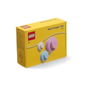 LEGO věšák na zeď (3 ks) - bílá, světle modrá, růžová