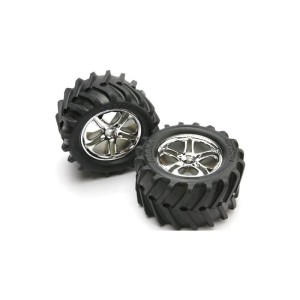 Traxxas kolo 3.8”, disk Split Spoke H14 stříbrný, pneu Maxx Chevron (pár)