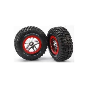 Traxxas kolo 2.2/3.0”, disk SCT Split-Spoke stříbrný-červený, pneu KM2 (2) (2WD přední)