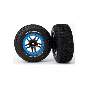 Traxxas kolo 2.2/3.0”, disk SCT Split-Spoke černý-modrý, pneu KM2 (2)