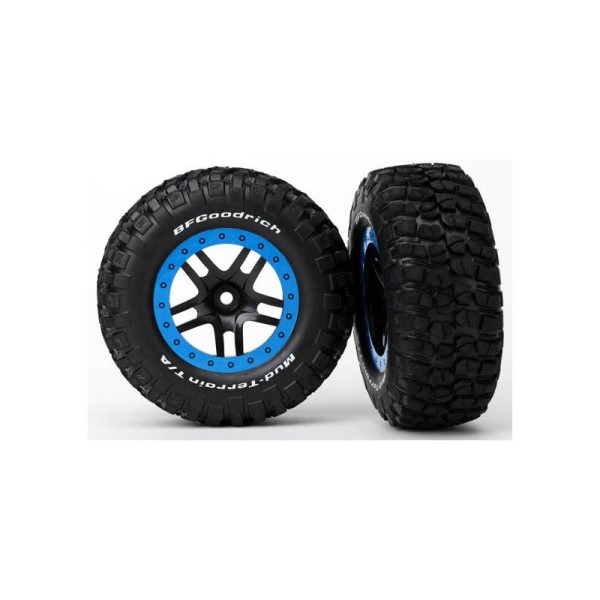 Traxxas kolo 2.2/3.0”, disk SCT Split-Spoke černý-modrý, pneu KM2 (2)