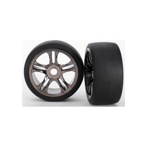 Traxxas kolo, disk Split-Spoke černý chrom, pneu slick S1 (2) (zadní)