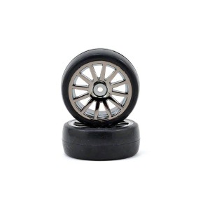 Traxxas kolo, disk 12-spoke černý, pneu slick (2)