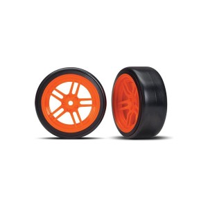 Traxxas kolo 1.9”, disk split-spoke oranžový, pneu Drift (2) (přední)