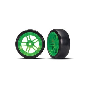 Traxxas kolo 1.9”, disk split-spoke zelený, pneu Drift (2) (přední)