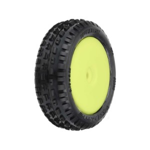 Pro-Line kolo 1:18, pneu Wedge Carpet přední, disk H8 žlutý (2) (Losi Mini-B)