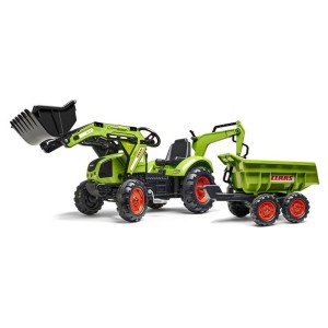 FALK - Šlapací traktor Claas Backhoe s nakladačem, rypadlem a Maxi vlečkou