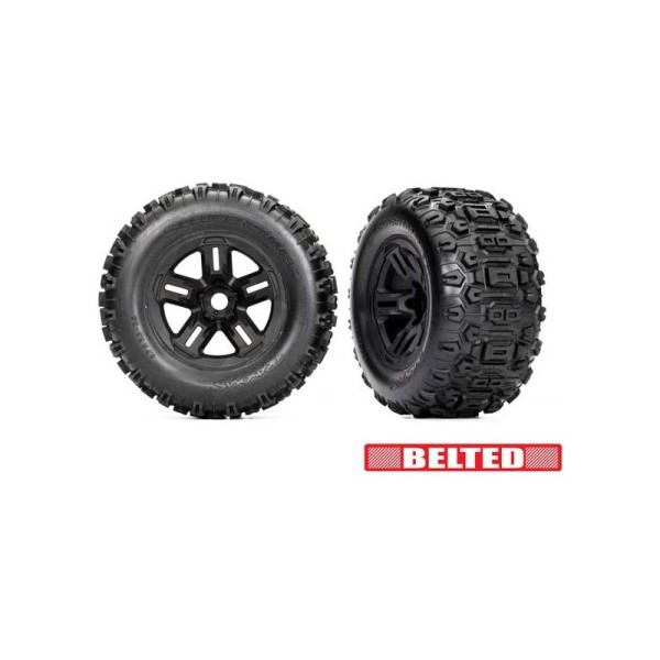 Traxxas kolo 3.8”, disk černý, pneu Sledgehammer belted (2)