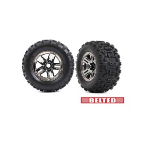 Traxxas kolo 3.8”, disk černý chrom, pneu Sledgehammer belted (2)