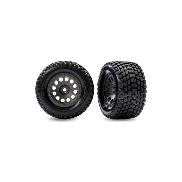 Traxxas kolo 2.1/2.6”, disk uhlově šedý, pneu Gravix (přední) (2)