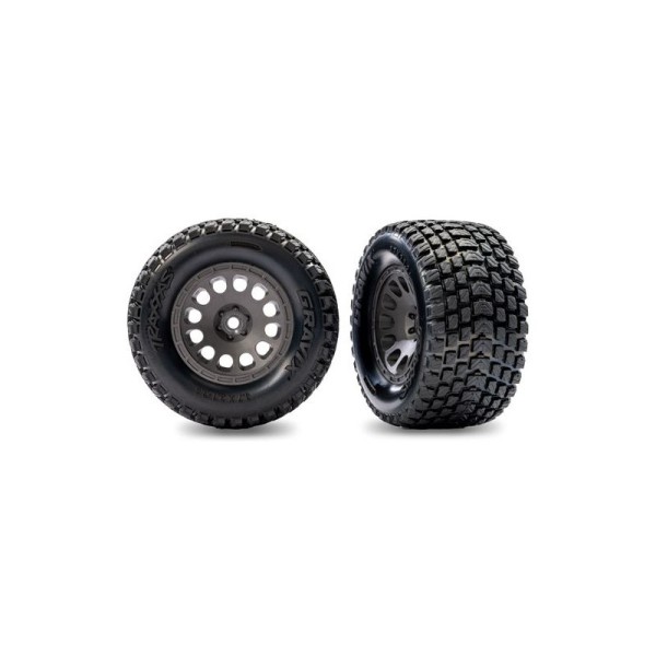 Traxxas kolo 2.1/2.6”, disk uhlově šedý, pneu Gravix (zadní) (2)