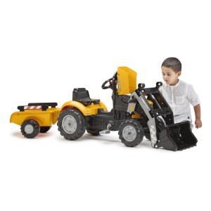 FALK - Šlapací traktor Super Builder s nakladačem a vlečkou