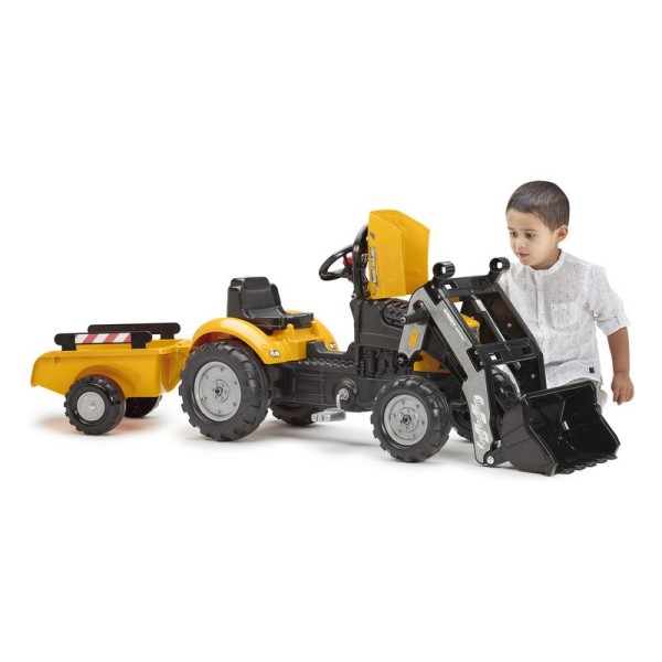 FALK - Šlapací traktor Super Builder s nakladačem a vlečkou