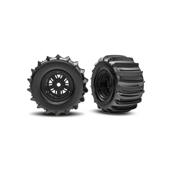 Traxxas kolo 3.6/4,7”, disk Sand Car černý, pneu belted paddle (zadní) (pár)