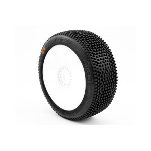 HOT DICES V2 BUGGY S3 (MEDIUM) nalepené pneumatiky, bílé disky, 2 ks.
