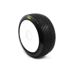 KAMIKAZE V2 BUGGY S2 (SOFT) nalepené pneumatiky, bílé disky, 2 ks.