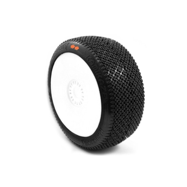 KAMIKAZE V2 BUGGY S3 (MEDIUM) nalepené pneumatiky, bílé disky, 2 ks.