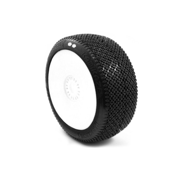KAMIKAZE V2 BUGGY S1 (SUPER SOFT) nalepené pneumatiky, bílé disky, 2 ks.