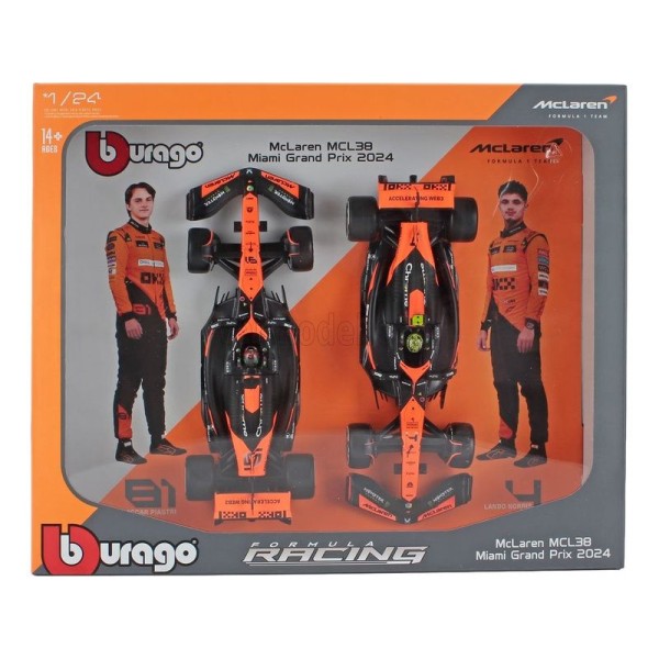 Bburago McLaren F1 Team MCL38 (2024) 1:43 (dárkový set 2ks)