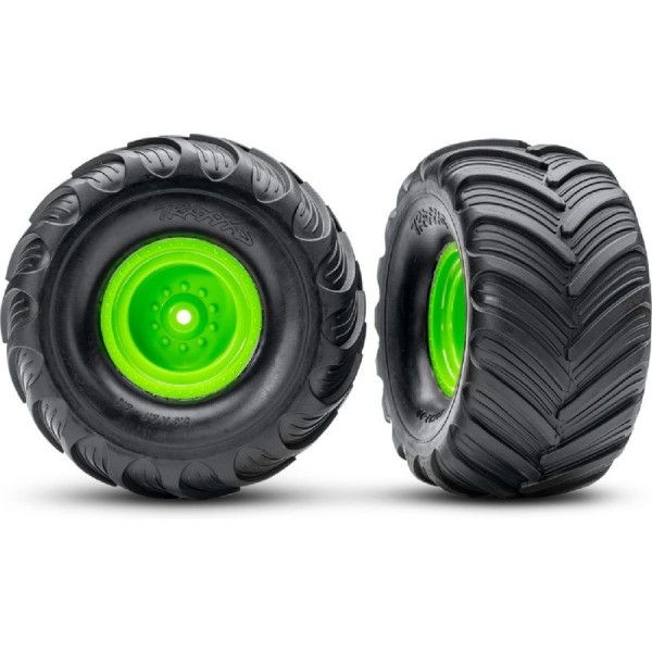 Traxxas kolo 2.0/3.0”, disk zelený offset 29mm, pneu Terra Groove (pár)