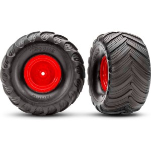 Traxxas kolo 2.0/3.0”, disk červený offset 29mm, pneu Terra Groove (pár)