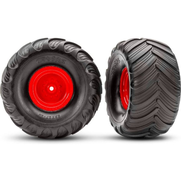 Traxxas kolo 2.0/3.0”, disk červený offset 29mm, pneu Terra Groove (pár)