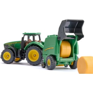 SIKU Blister - John Deere traktor s balíkovačkou