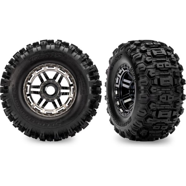 Traxxas kolo 2.8”, pneu Sledgehammer, disk černý chrom (2)