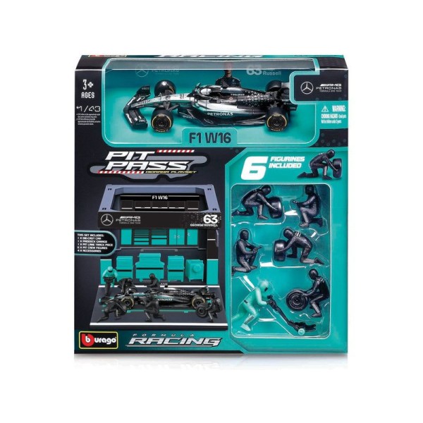 Bburago Mercedes-AMG Petronas W16 (2025) 1:43 #63 Russell (Pit Pass Set)
