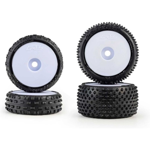 Pro-Line kolo 1:24 kobercové, přední Wedge, zadní Prism, disk bílý, Hex 7mm (4): Losi Micro-B