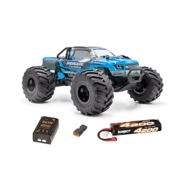 ROGUE TERRA SPORT RTR Brushless Monster Truck 4WD (15kg servo), modrá + aku a nabíječ