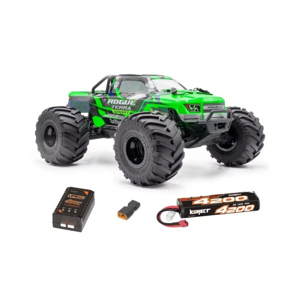 ROGUE TERRA SPORT RTR Brushless Monster Truck 4WD (15kg servo), zelená + aku a nabíječ